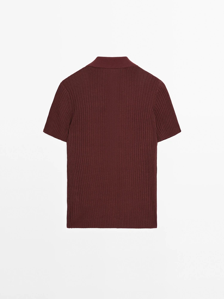 Pull polo en maille de coton