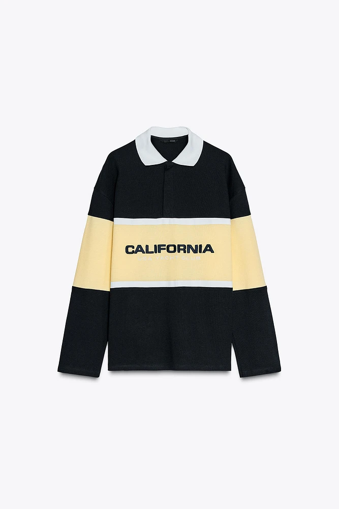 OVERSIZED TEXT POLO SHIRT