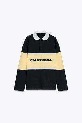 OVERSIZED TEXT POLO SHIRT