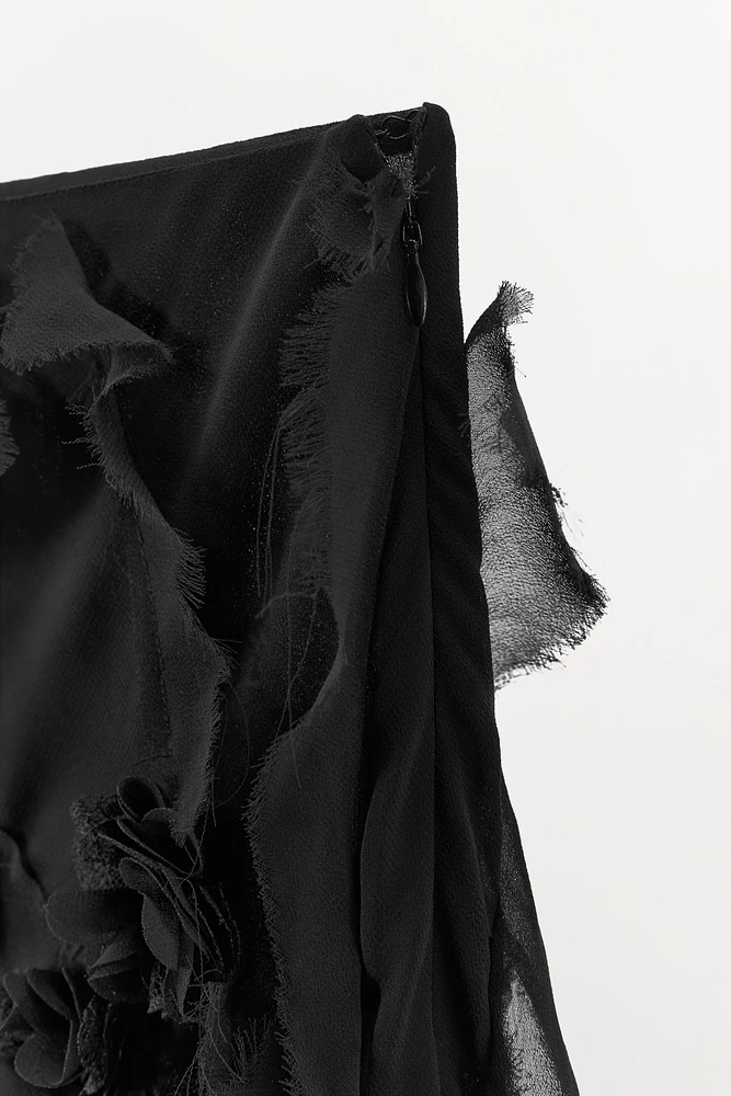 JUPE MIDI FLEURS RELIEF