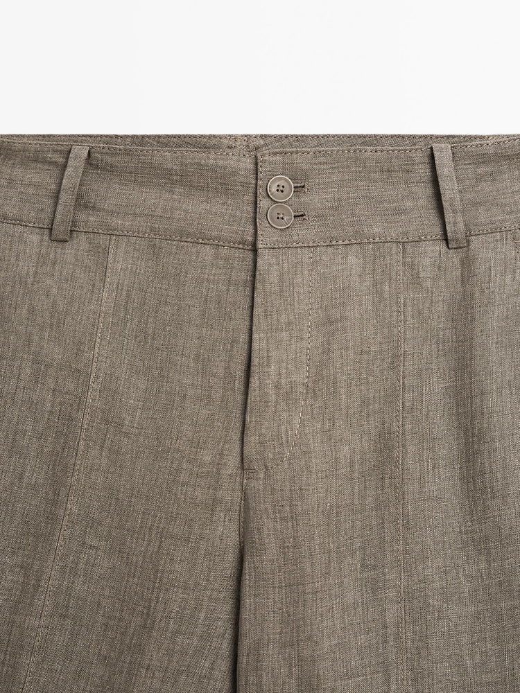 100% linen flare fit trousers