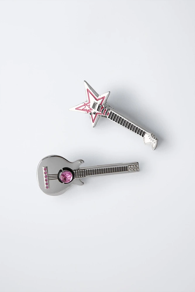 PACK OF TWO POP STAR GUITAR HAIR CLIPS