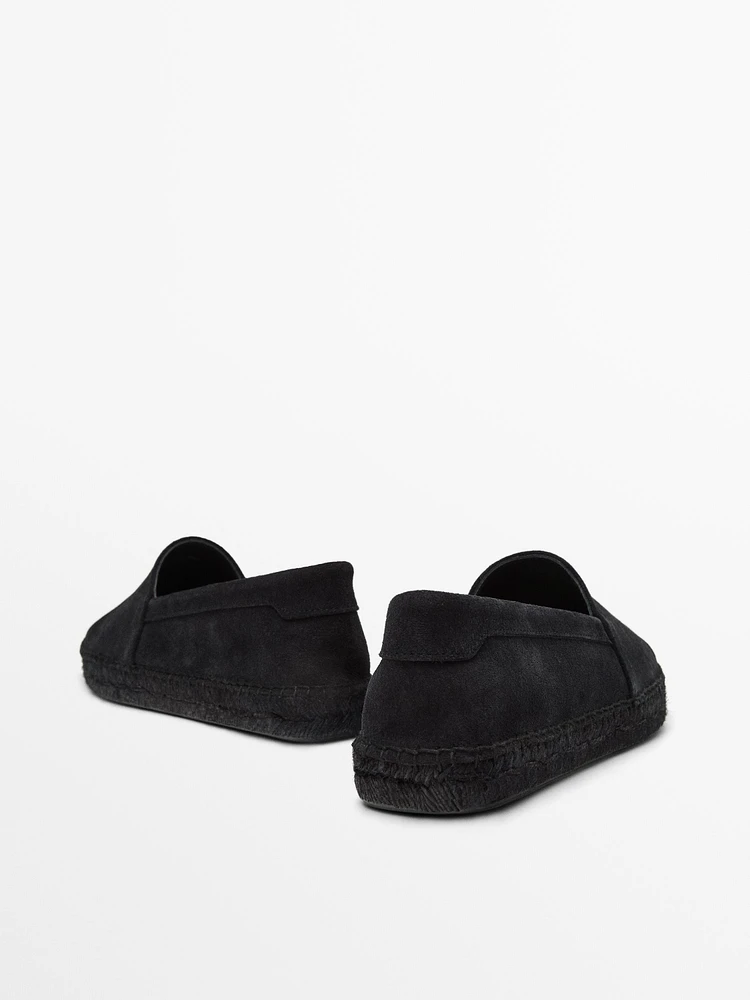 Espadrilles unies en croûte de cuir