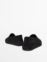 Espadrilles unies en croûte de cuir