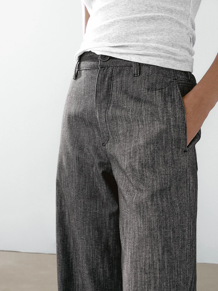 Cotton blend denim trousers
