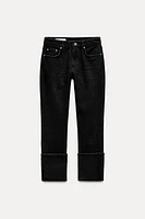 TRF STOVE PIPE FOLDED JEANS WITH A HIGH WAIST