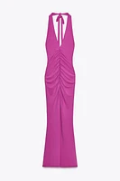 RUCHED HALTER DRESS