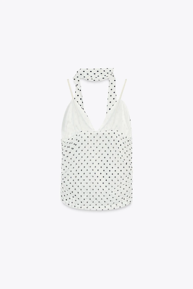 TOP FOULARD À POIS