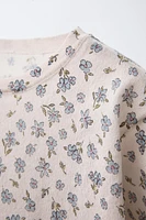 FLORAL PRINT FINE KNIT T-SHIRT