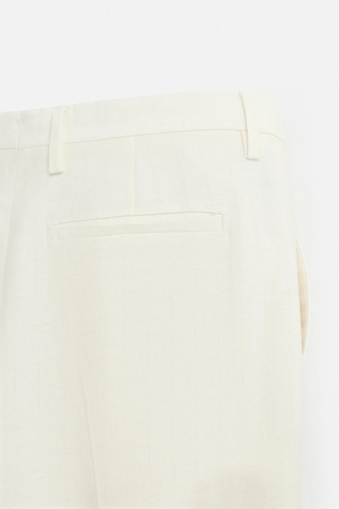 LIMITED EDITION HERRINGBONE LINEN-WOOL PANTS