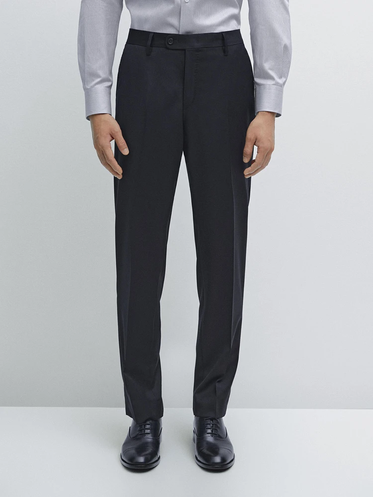 Pantalon de costume uni en laine