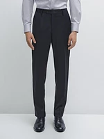 Pantalon de costume uni en laine