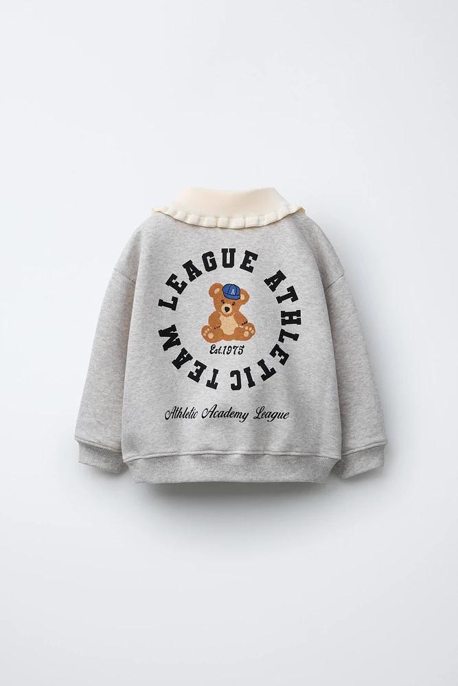 SWEATSHIRT WITH EMBROIDERED COLLAR