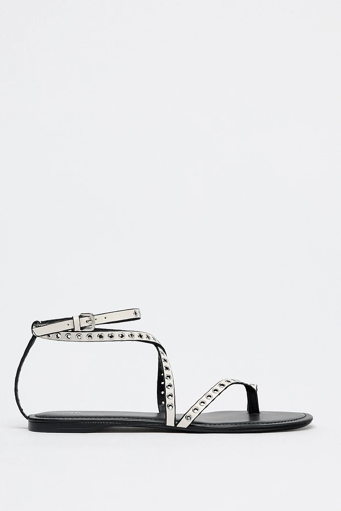 STUDDED FLAT SANDALS