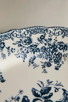 ASSIETTE PLATE FAÏENCE IMPRIMÉ FLEURS