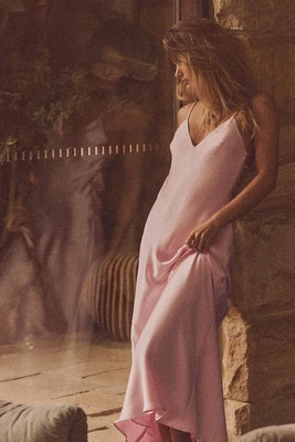 SATIN EFFECT MIDI DRESS