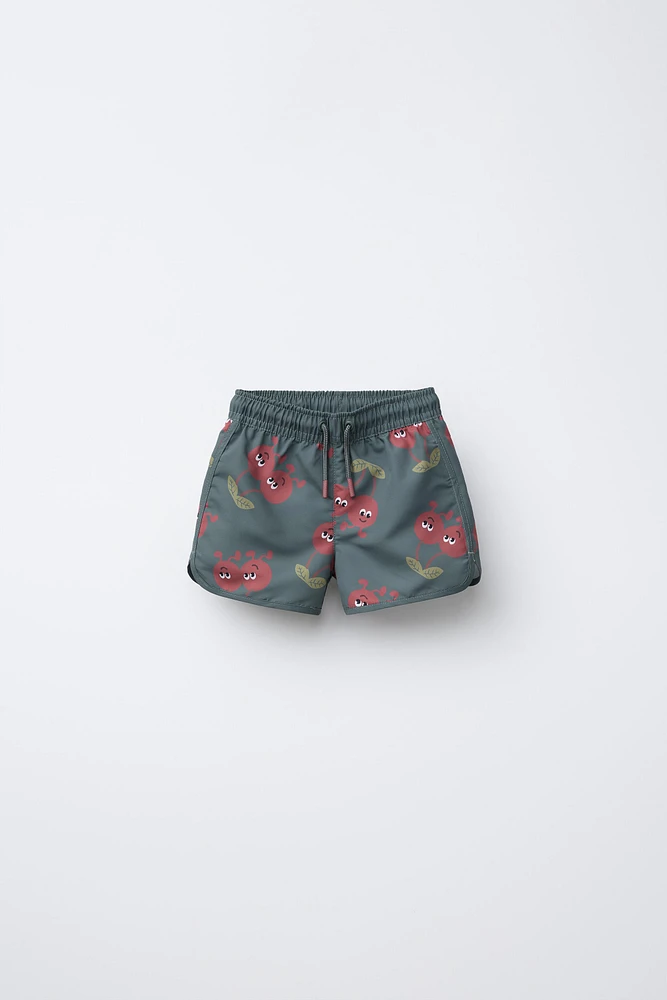 2-6 YEARS/ CHERRY PRINT SWIM SHORTS