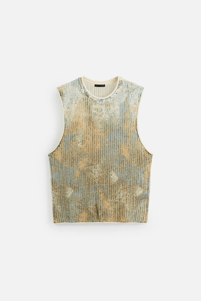 ABSTRACT PRINT KNIT TANK TOP