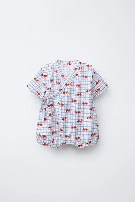 1-9 MOIS/ BARBOTEUSE KIMONO IMPRIMÉE GOLDEN FISH