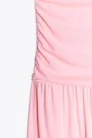 RUCHED STRAPLESS DRESS