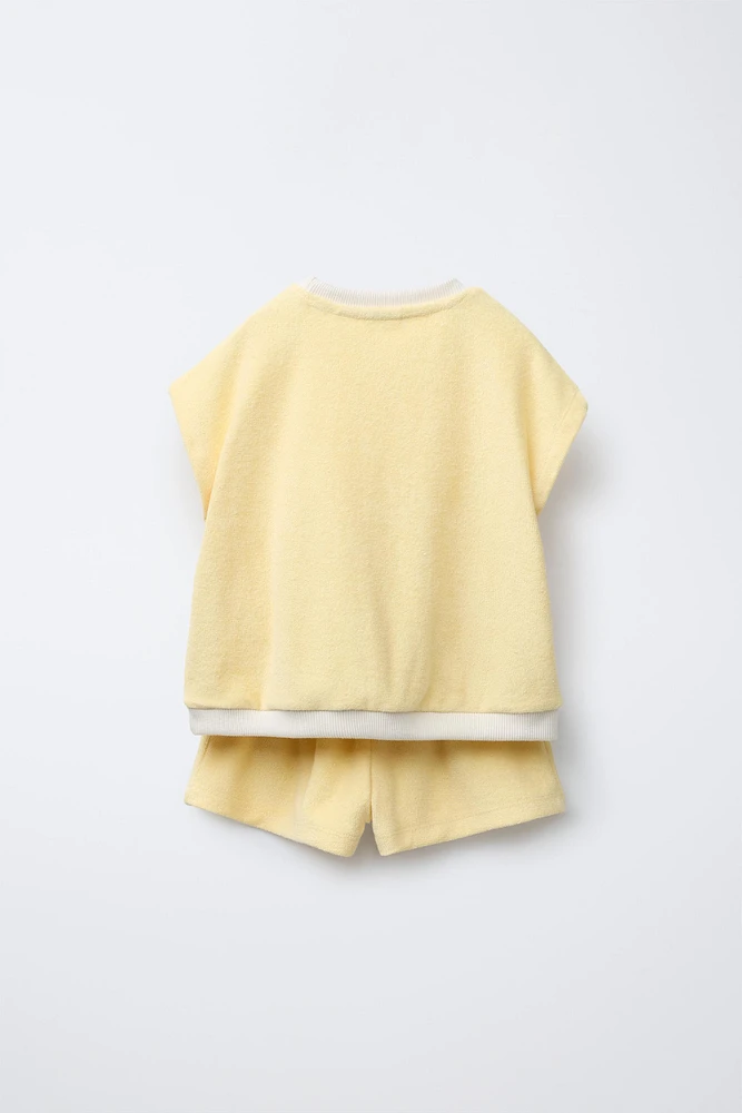 TOWEL T-SHIRT AND BERMUDA SET