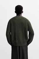 TEXTURED RIBBED CARDIGAN