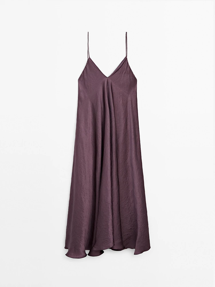 Flowing satin midi dress