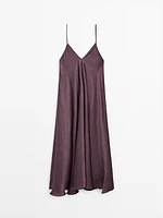 Flowing satin midi dress