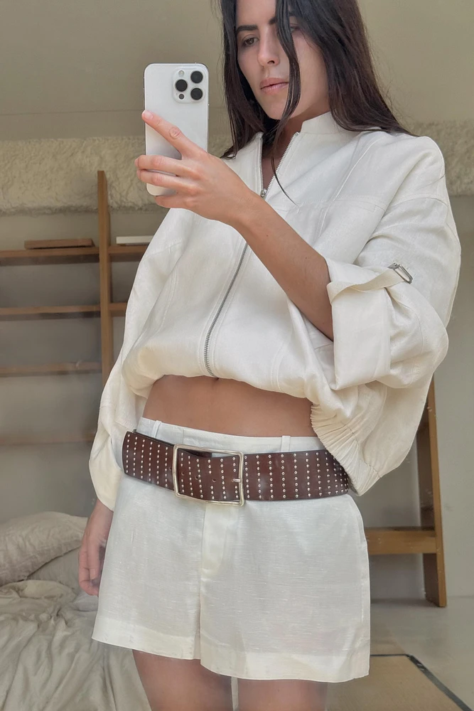VESTE À MANCHES RETROUSSÉES EN LIN