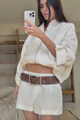 VESTE À MANCHES RETROUSSÉES EN LIN