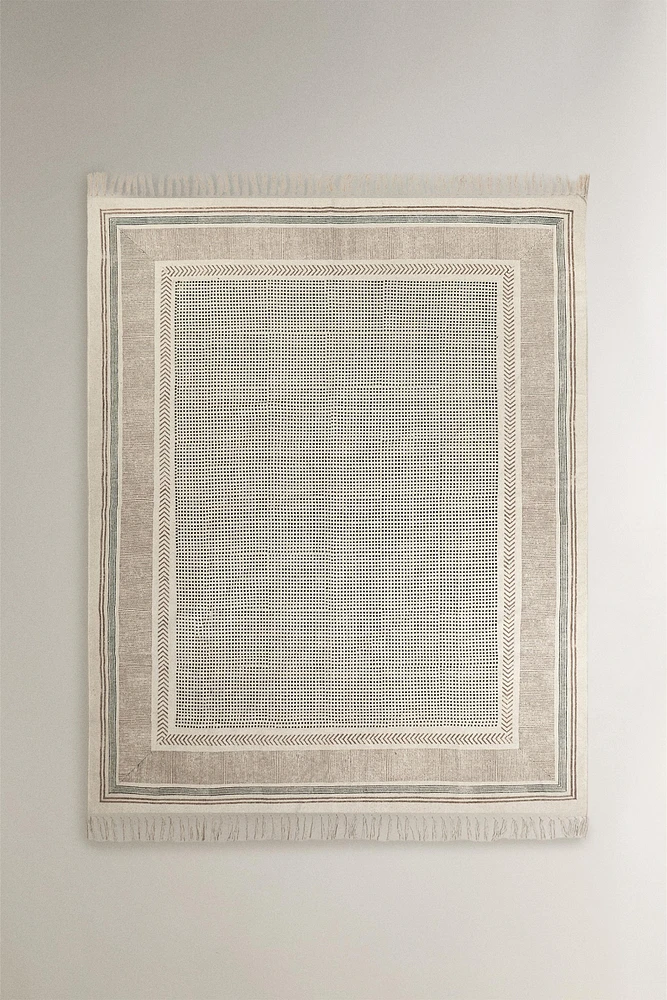 RECTANGULAR COTTON AREA RUG WITH FRINGING