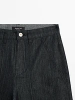 Wide leg denim trousers