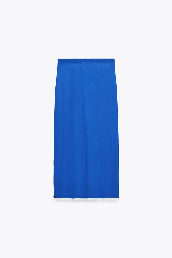 JUPE MIDI EN MAILLE DOUBLE ÉPAISSEUR