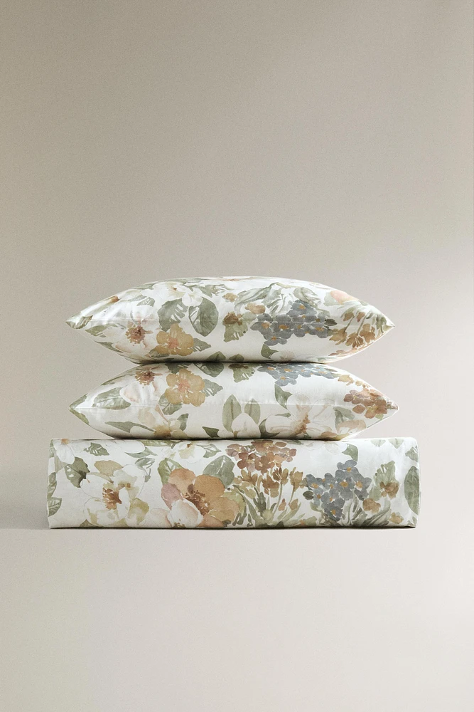 HOUSSE DE COUETTE SATIN IMPRIMÉ FLEUR