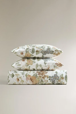 HOUSSE DE COUETTE SATIN IMPRIMÉ FLEUR