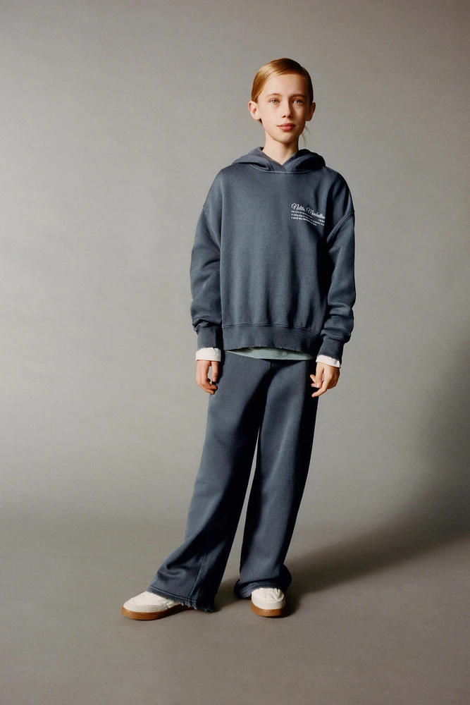 SWEATSHIRT AND WIDE LEG PLUSH PANTS MATCHING SET