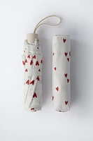 FOLDING HEART PRINT UMBRELLA