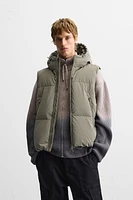 RUBBERIZED HOODED PUFFER VEST