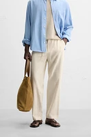 PANTALON COTON ET LIN BRODÉ PERFORÉ