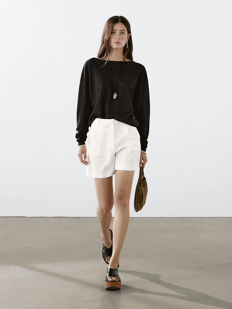 100% linen boat neck sweater