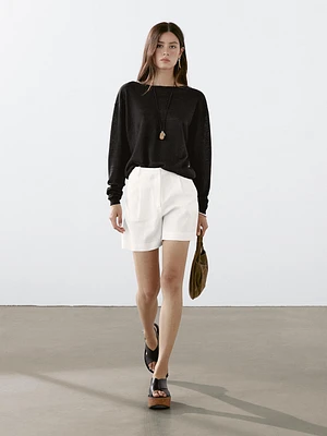 100% linen boat neck sweater