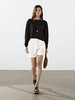 100% linen boat neck sweater