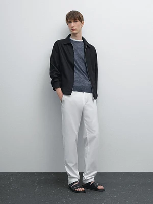 Pantalon slim en toile de coton mélangé