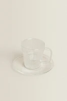 BOROSILICATE GLASS COFFEE CUP AND SAUCER