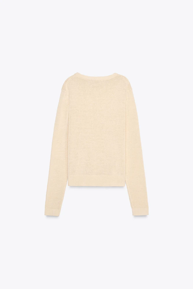 PULL RUSTIQUE EN MAILLE AVEC LIN