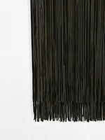 Jupe midi à franges en cuir nappa - Studio