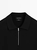 Cotton knit quarter-zip polo shirt