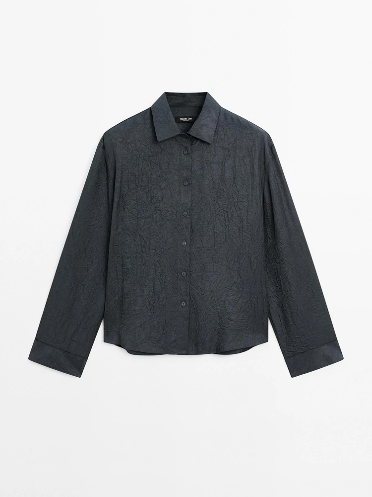 Satin shirt with textured detail