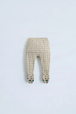 LITTLE HOUSES JACQUARD KNIT FOOTED LEGGINGS