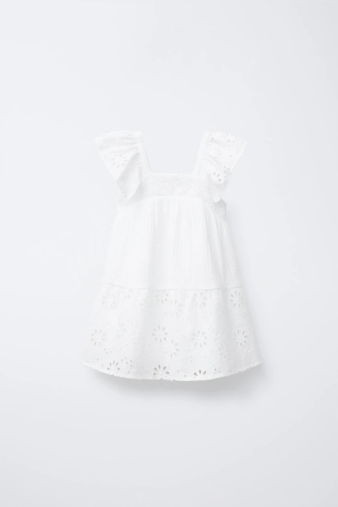ROBE À TEXTURE FLEURS BRODÉES